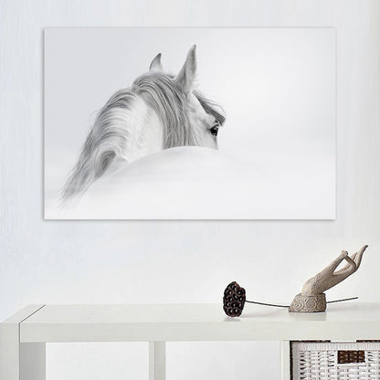 Contemporary Horse Wall Art Light-Color Textured Canvas Print for Dining Room Grey Clearhalo 'Art Gallery' 'Canvas Art' 'Contemporary Art Gallery' 'Modern' Arts' 1658881