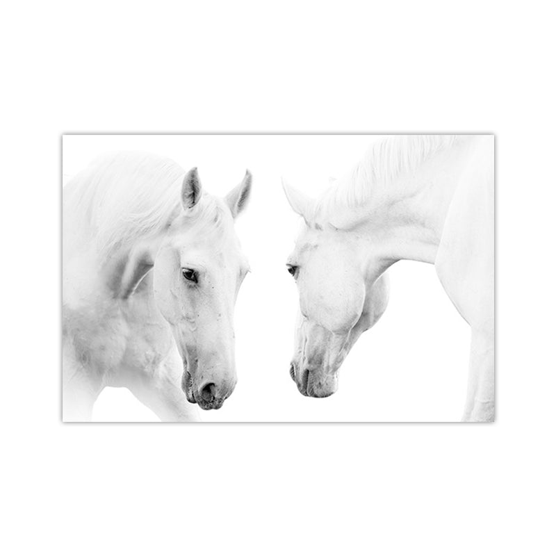 Contemporary Horse Wall Art Light-Color Textured Canvas Print for Dining Room Clearhalo 'Art Gallery' 'Canvas Art' 'Contemporary Art Gallery' 'Modern' Arts' 1658891