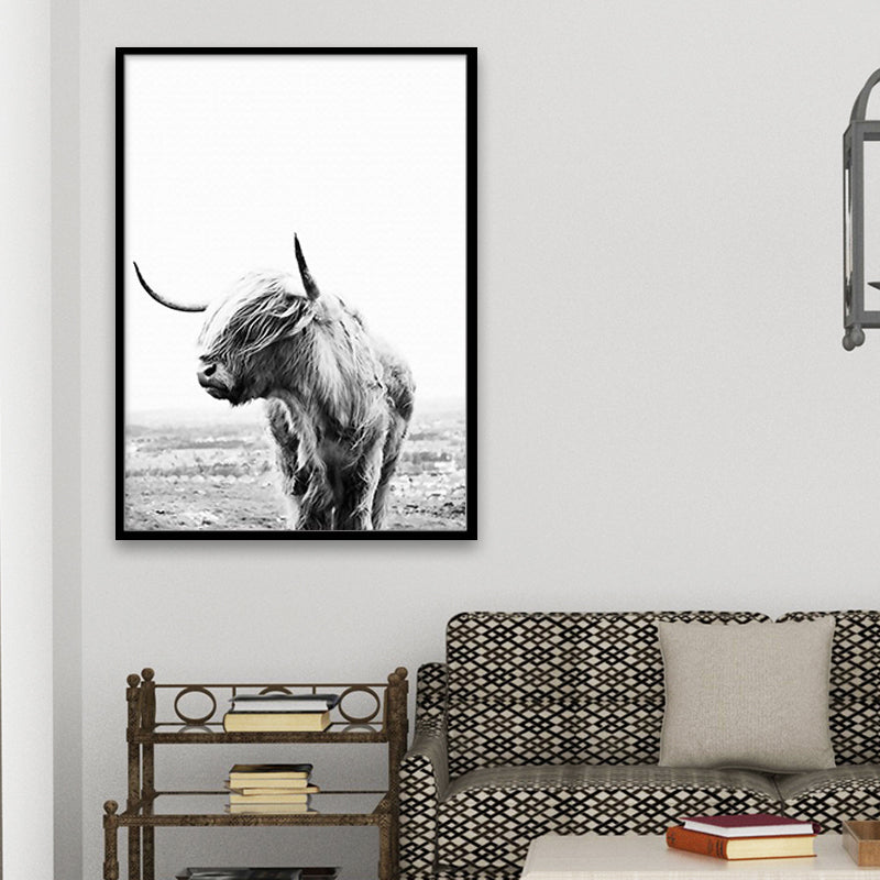 Modernism Yak Art Print Canvas Textured Surface Grey Wall Decoration for Dining Room Clearhalo 'Art Gallery' 'Canvas Art' 'Contemporary Art Gallery' 'Modern' Arts' 1658905
