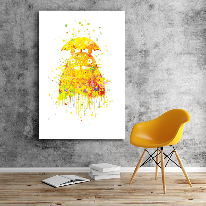 Kids Comic Cat Wall Art Canvas Made Textured Pastel Color Wall Decor for Nursery Yellow Clearhalo 'Art Gallery' 'Canvas Art' 'Kids' Arts' 1658927