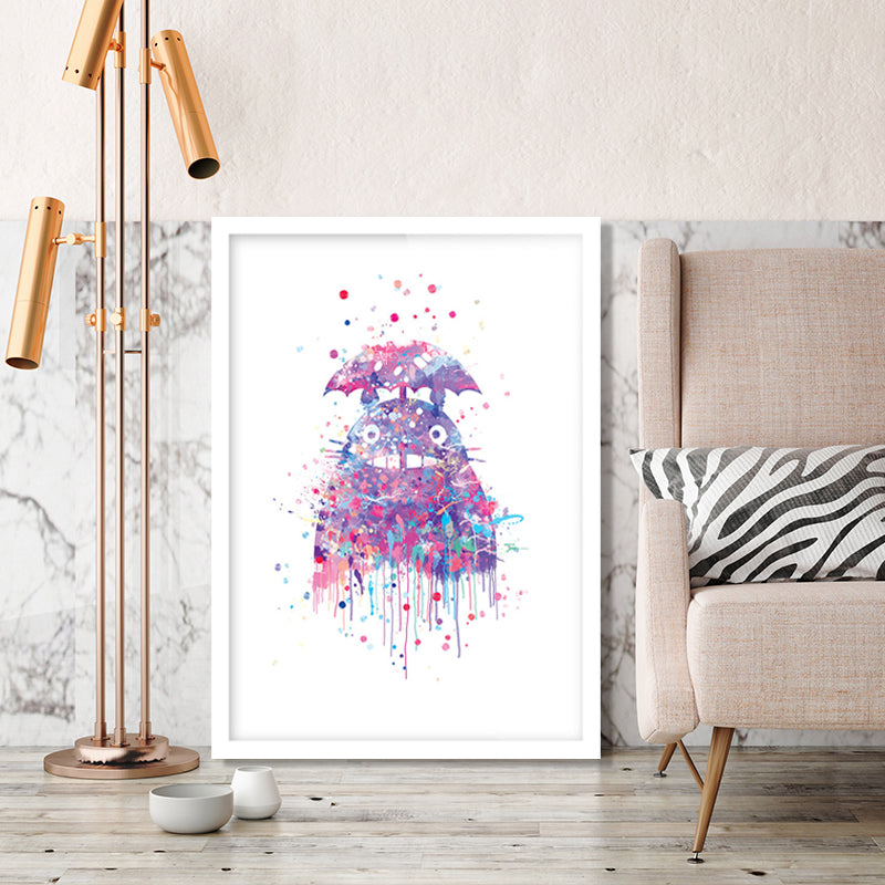 Kids Comic Cat Wall Art Canvas Made Textured Pastel Color Wall Decor for Nursery Clearhalo 'Art Gallery' 'Canvas Art' 'Kids' Arts' 1658933