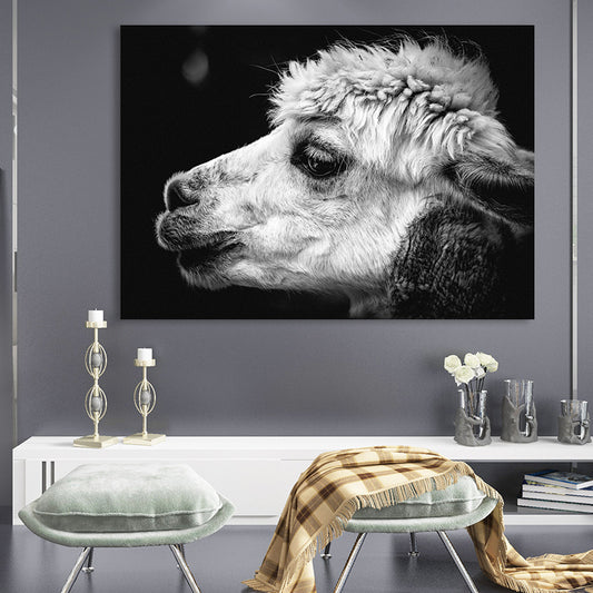 Sheep Head Canvas Wall Art for Bedroom Animal Print Wall Decoration in Grey, Texture Clearhalo 'Art Gallery' 'Canvas Art' 'Contemporary Art Gallery' 'Modern' Arts' 1658951