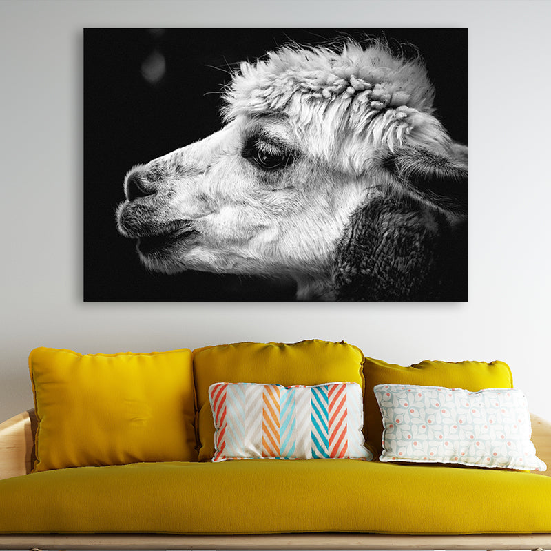 Sheep Head Canvas Wall Art for Bedroom Animal Print Wall Decoration in Grey, Texture Clearhalo 'Art Gallery' 'Canvas Art' 'Contemporary Art Gallery' 'Modern' Arts' 1658952