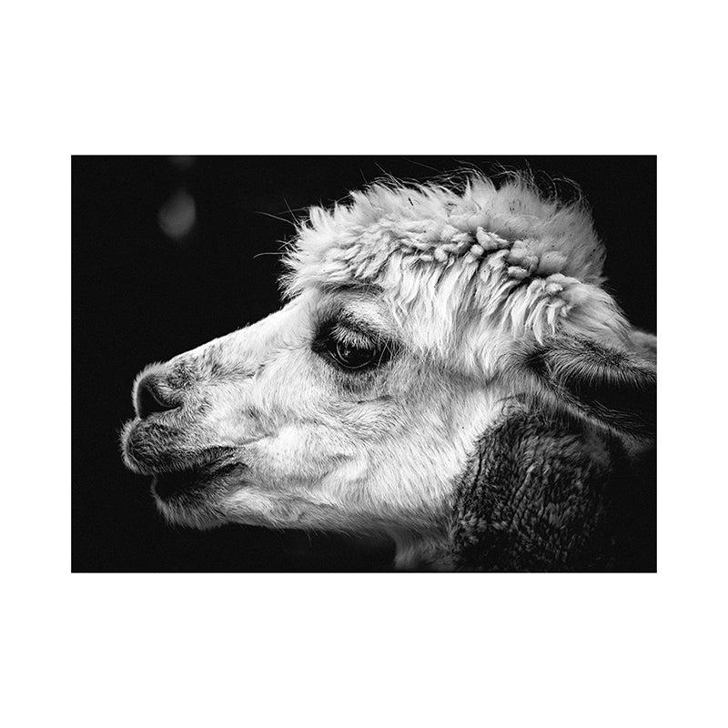 Sheep Head Canvas Wall Art for Bedroom Animal Print Wall Decoration in Grey, Texture Clearhalo 'Art Gallery' 'Canvas Art' 'Contemporary Art Gallery' 'Modern' Arts' 1658953