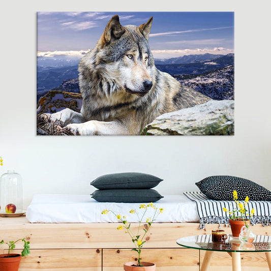 Contemporary Wolf Canvas Print Blue Living Room Wall Art Decor, Textured Surface Blue Clearhalo 'Art Gallery' 'Canvas Art' 'Contemporary Art Gallery' 'Modern' Arts' 1658970