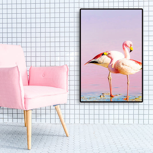Tropix Animal Flamingos Canvas Art Pink-Blue Textured Wall Decor for Sitting Room Clearhalo 'Art Gallery' 'Canvas Art' 'Coastal Art Gallery' 'Tropical' Arts' 1658978