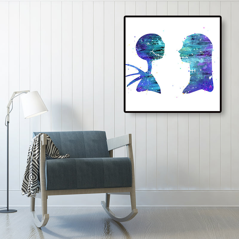 Blue Watercolor Wall Art Print Lovers Minimalism Textured Canvas for Dining Room Clearhalo 'Art Gallery' 'Canvas Art' 'Contemporary Art Gallery' 'Contemporary Art' 'Minimalism' 'Minimalist Art Gallery' 'Scandinavian' Arts' 1658992