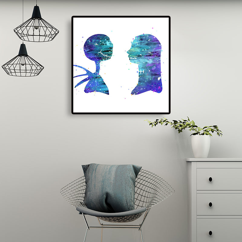 Blue Watercolor Wall Art Print Lovers Minimalism Textured Canvas for Dining Room Clearhalo 'Art Gallery' 'Canvas Art' 'Contemporary Art Gallery' 'Contemporary Art' 'Minimalism' 'Minimalist Art Gallery' 'Scandinavian' Arts' 1658993