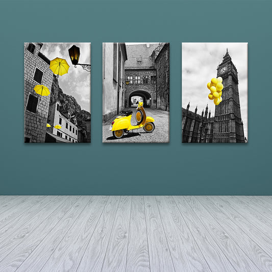 Modern Ancient Architecture Art Print Yellow and Grey House Interior Wall Decoration Yellow Clearhalo 'Art Gallery' 'Canvas Art' 'Contemporary Art Gallery' 'Modern' Arts' 1658995