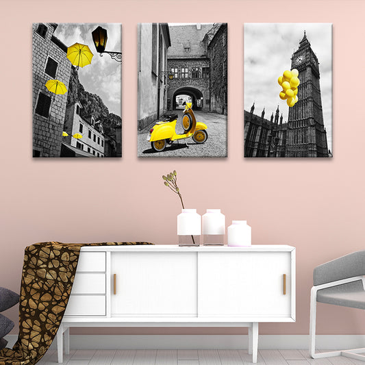Modern Ancient Architecture Art Print Yellow and Grey House Interior Wall Decoration Clearhalo 'Art Gallery' 'Canvas Art' 'Contemporary Art Gallery' 'Modern' Arts' 1658996