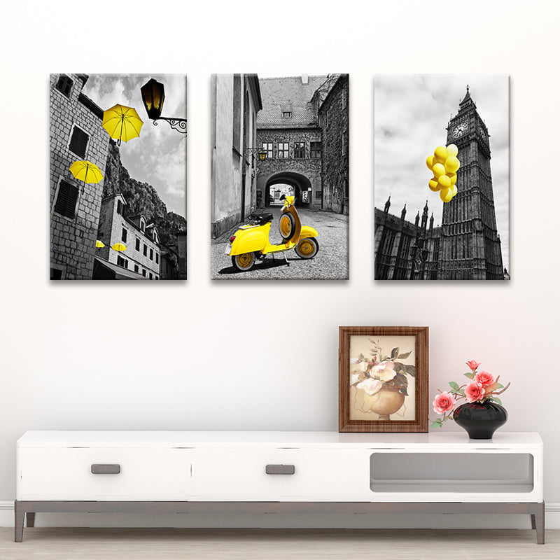 Modern Ancient Architecture Art Print Yellow and Grey House Interior Wall Decoration Clearhalo 'Art Gallery' 'Canvas Art' 'Contemporary Art Gallery' 'Modern' Arts' 1658997
