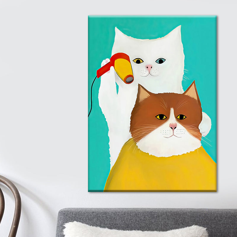 Modernist Cartoon Animal Canvas Wall Art Light Color Canvas for Childrens Bedroom White Clearhalo 'Art Gallery' 'Canvas Art' 'Kids' Arts' 1659023