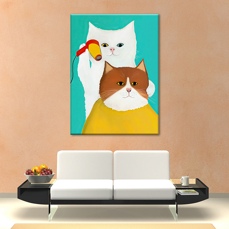Modernist Cartoon Animal Canvas Wall Art Light Color Canvas for Childrens Bedroom Clearhalo 'Art Gallery' 'Canvas Art' 'Kids' Arts' 1659024