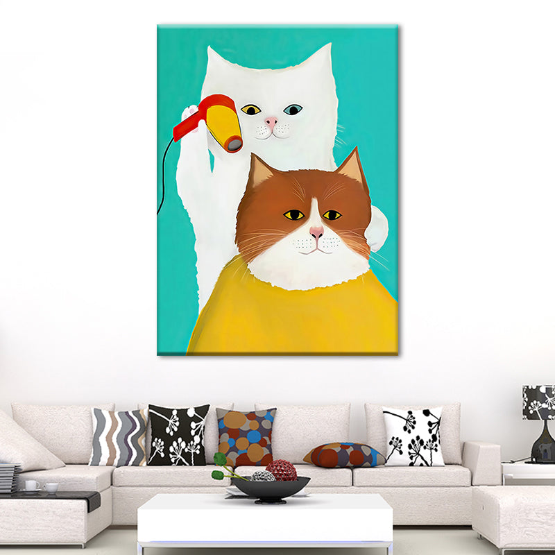 Modernist Cartoon Animal Canvas Wall Art Light Color Canvas for Childrens Bedroom Clearhalo 'Art Gallery' 'Canvas Art' 'Kids' Arts' 1659025