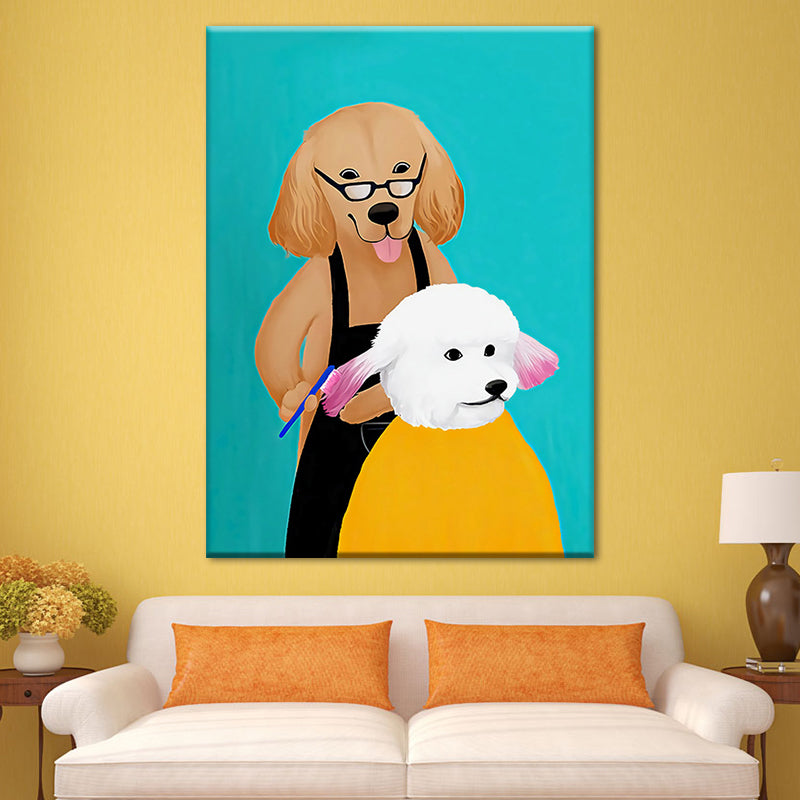 Modernist Cartoon Animal Canvas Wall Art Light Color Canvas for Childrens Bedroom Brown Clearhalo 'Art Gallery' 'Canvas Art' 'Kids' Arts' 1659030