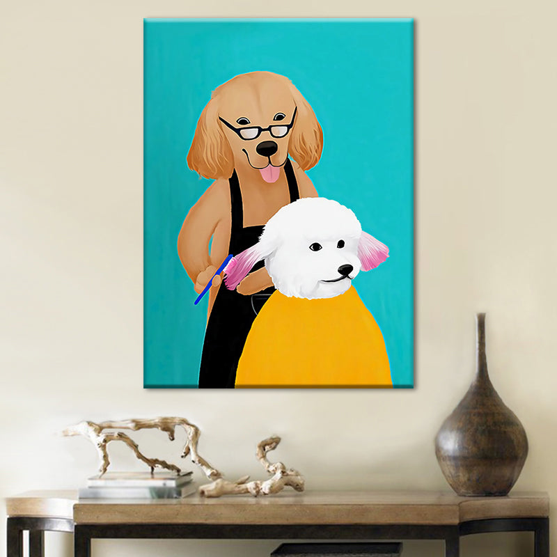 Modernist Cartoon Animal Canvas Wall Art Light Color Canvas for Childrens Bedroom Clearhalo 'Art Gallery' 'Canvas Art' 'Kids' Arts' 1659032