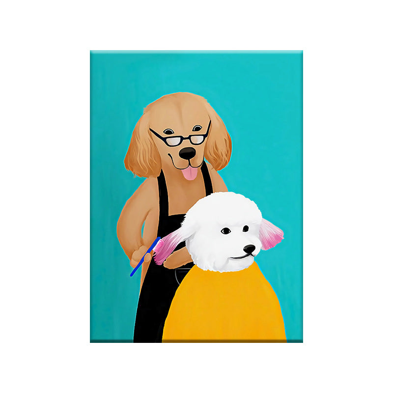 Modernist Cartoon Animal Canvas Wall Art Light Color Canvas for Childrens Bedroom Clearhalo 'Art Gallery' 'Canvas Art' 'Kids' Arts' 1659033