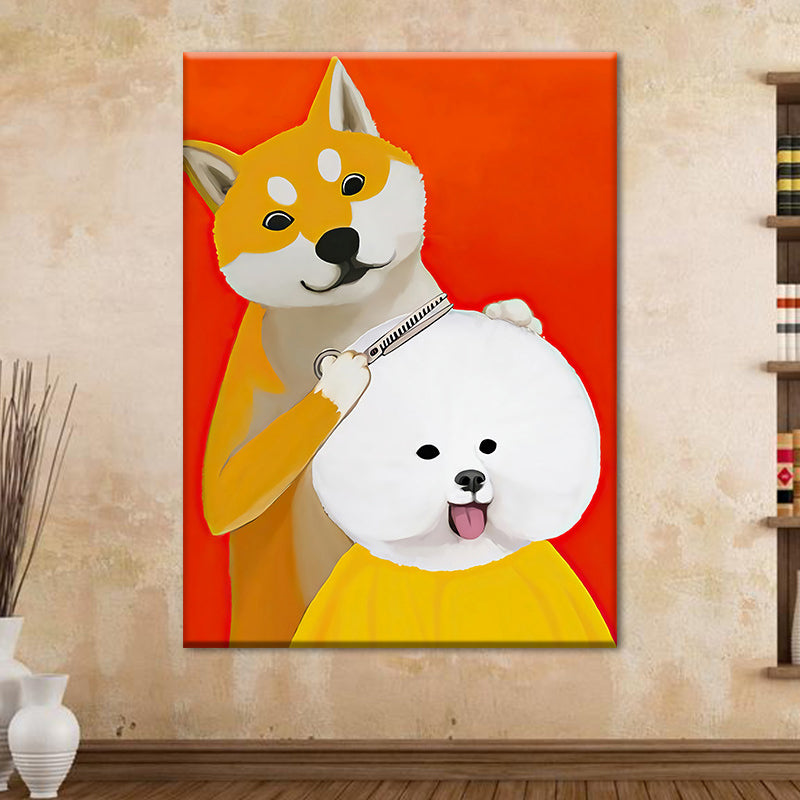 Modernist Cartoon Animal Canvas Wall Art Light Color Canvas for Childrens Bedroom Yellow Clearhalo 'Art Gallery' 'Canvas Art' 'Kids' Arts' 1659034