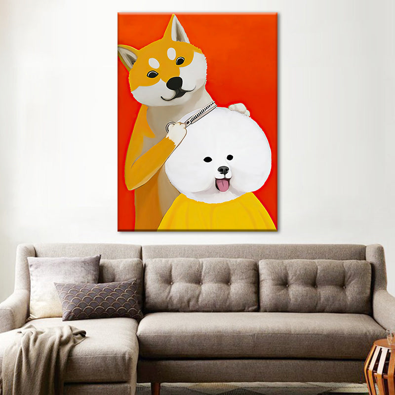 Modernist Cartoon Animal Canvas Wall Art Light Color Canvas for Childrens Bedroom Clearhalo 'Art Gallery' 'Canvas Art' 'Kids' Arts' 1659035