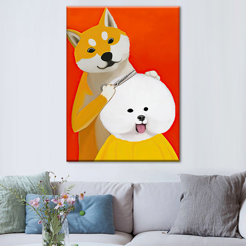 Modernist Cartoon Animal Canvas Wall Art Light Color Canvas for Childrens Bedroom Clearhalo 'Art Gallery' 'Canvas Art' 'Kids' Arts' 1659036