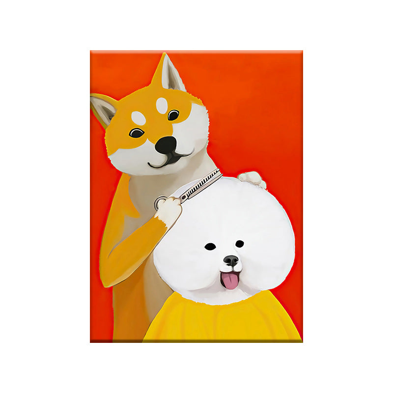 Modernist Cartoon Animal Canvas Wall Art Light Color Canvas for Childrens Bedroom Clearhalo 'Art Gallery' 'Canvas Art' 'Kids' Arts' 1659037