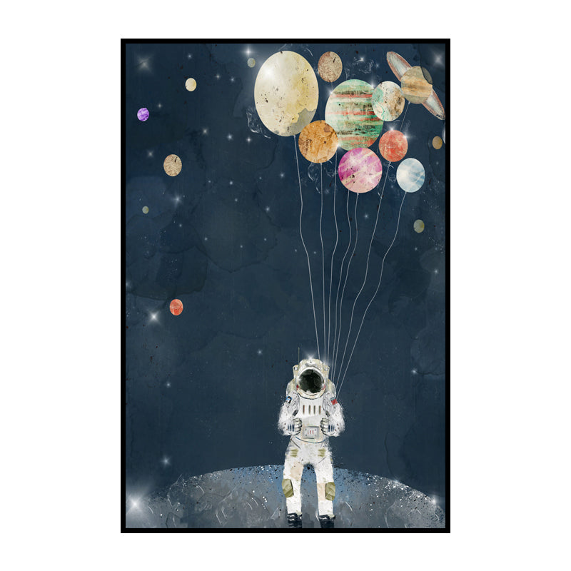 Science Fiction Canvas Print Childrens Art Cool Astronaut Wall Decor in Dark Color Clearhalo 'Art Gallery' 'Canvas Art' 'Kids' Arts' 1659048