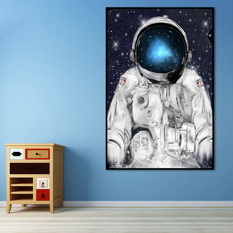 Science Fiction Canvas Print Childrens Art Cool Astronaut Wall Decor in Dark Color Clearhalo 'Art Gallery' 'Canvas Art' 'Kids' Arts' 1659057