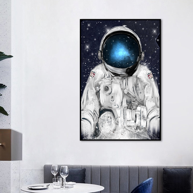 Science Fiction Canvas Print Childrens Art Cool Astronaut Wall Decor in Dark Color Clearhalo 'Art Gallery' 'Canvas Art' 'Kids' Arts' 1659058