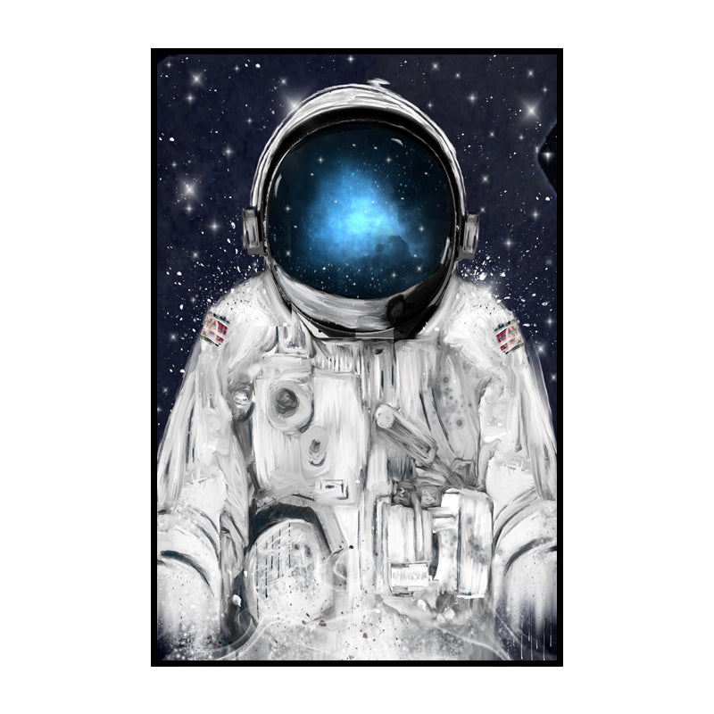 Science Fiction Canvas Print Childrens Art Cool Astronaut Wall Decor in Dark Color Clearhalo 'Art Gallery' 'Canvas Art' 'Kids' Arts' 1659059
