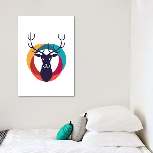 Nautical Deer and Circle Painting Canvas Decorative Black Wall Art Decor for Living Room Clearhalo 'Art Gallery' 'Canvas Art' 'Kids' Arts' 1659068