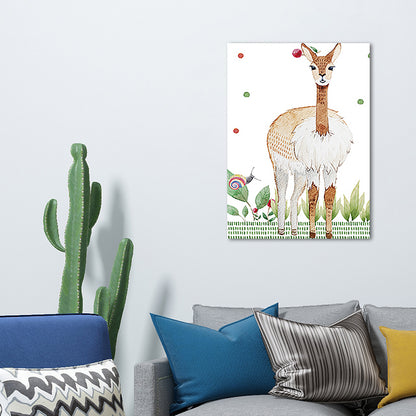 Light Color Animal Canvas Art Decorative Cartoon Kids Room Wall Decor, Customized Size Brown Clearhalo 'Art Gallery' 'Canvas Art' 'Kids' Arts' 1659074