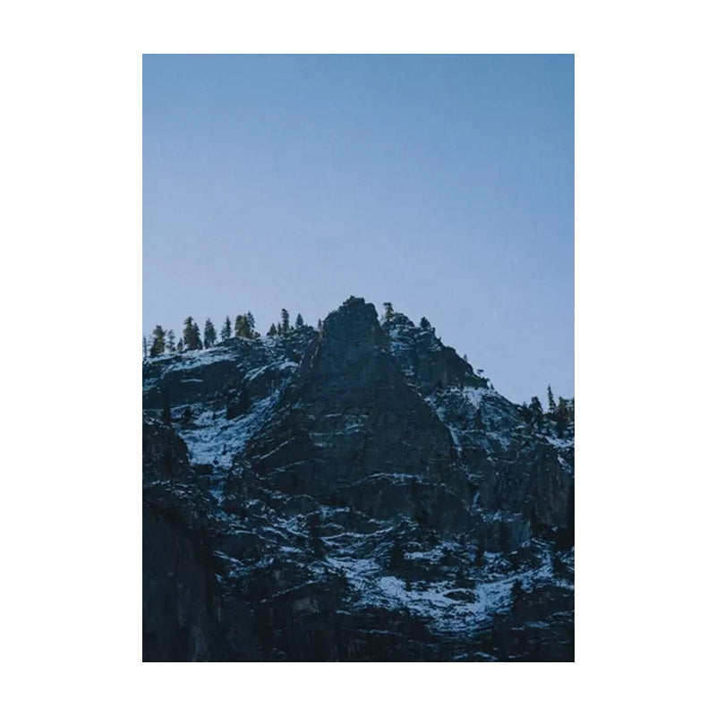 Dreary Mountain Landscape Canvas Wall Art for Living Room, Dark Blue, Textured Surface Clearhalo 'Art Gallery' 'Canvas Art' 'Contemporary Art Gallery' 'Modern' Arts' 1659100