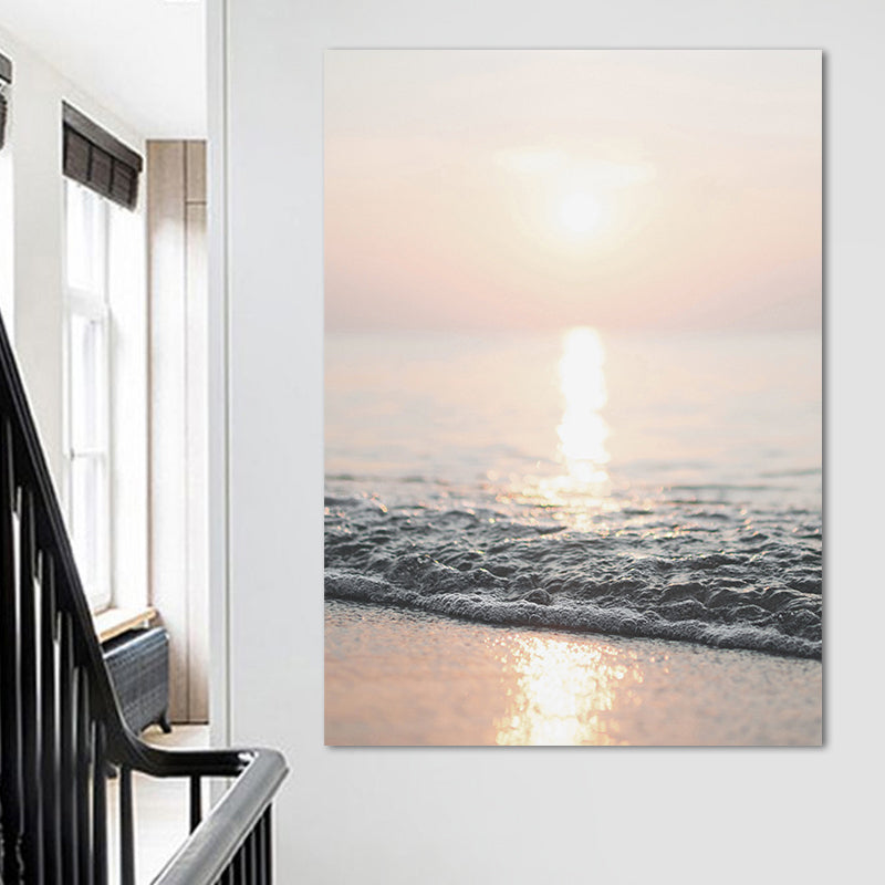 Photograph Modern Wall Art Decor with Sun Shines over the Sea Scenery, Light Yellow Yellow Clearhalo 'Art Gallery' 'Canvas Art' 'Contemporary Art Gallery' 'Modern' Arts' 1659104