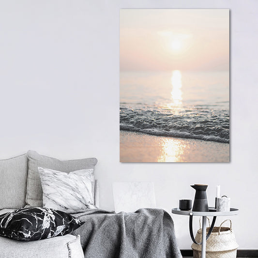 Photograph Modern Wall Art Decor with Sun Shines over the Sea Scenery, Light Yellow Clearhalo 'Art Gallery' 'Canvas Art' 'Contemporary Art Gallery' 'Modern' Arts' 1659105