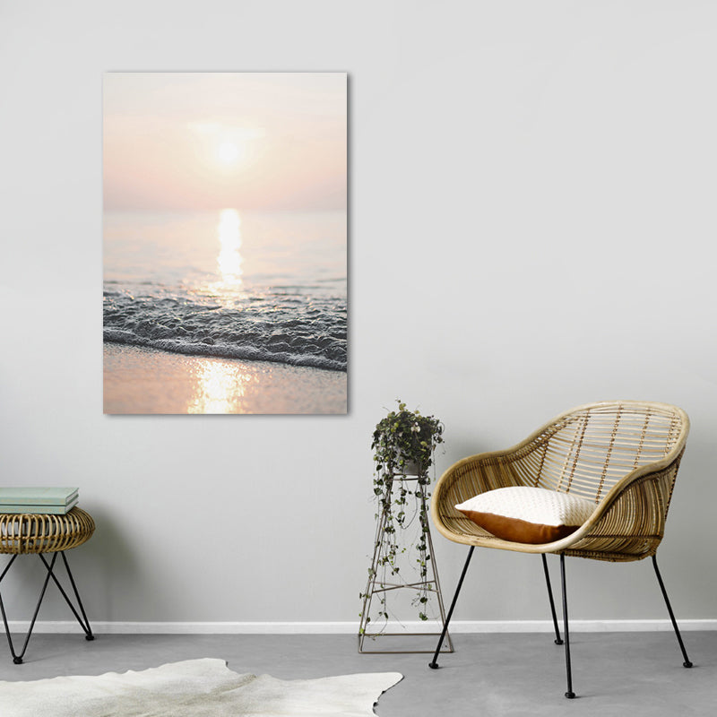 Photograph Modern Wall Art Decor with Sun Shines over the Sea Scenery, Light Yellow Clearhalo 'Art Gallery' 'Canvas Art' 'Contemporary Art Gallery' 'Modern' Arts' 1659106