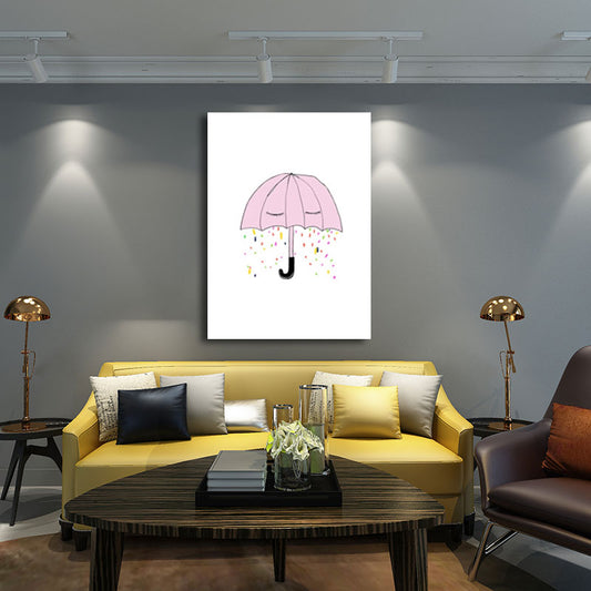 Cartoon Umbrella Paintings Canvas Decorative Pink Wall Art Decor for Children Room Pink Clearhalo 'Art Gallery' 'Canvas Art' 'Kids' Arts' 1659118