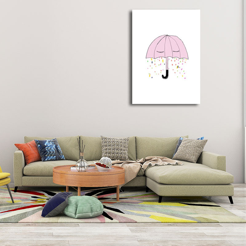 Cartoon Umbrella Paintings Canvas Decorative Pink Wall Art Decor for Children Room Clearhalo 'Art Gallery' 'Canvas Art' 'Kids' Arts' 1659120