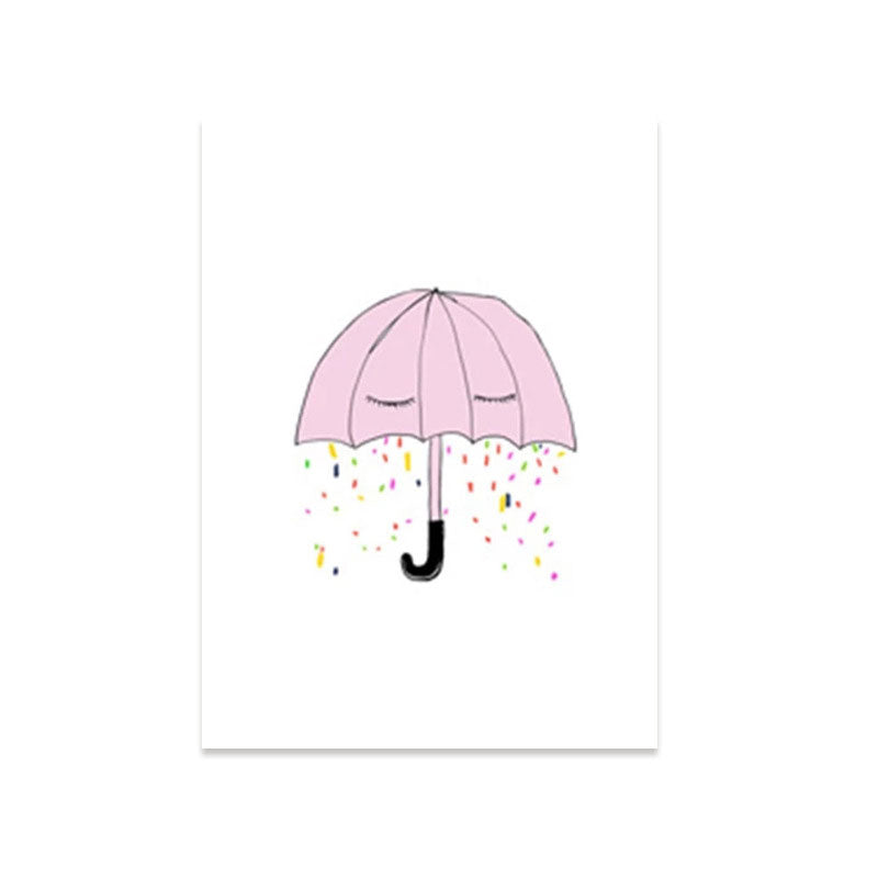 Cartoon Umbrella Paintings Canvas Decorative Pink Wall Art Decor for Children Room Clearhalo 'Art Gallery' 'Canvas Art' 'Kids' Arts' 1659121