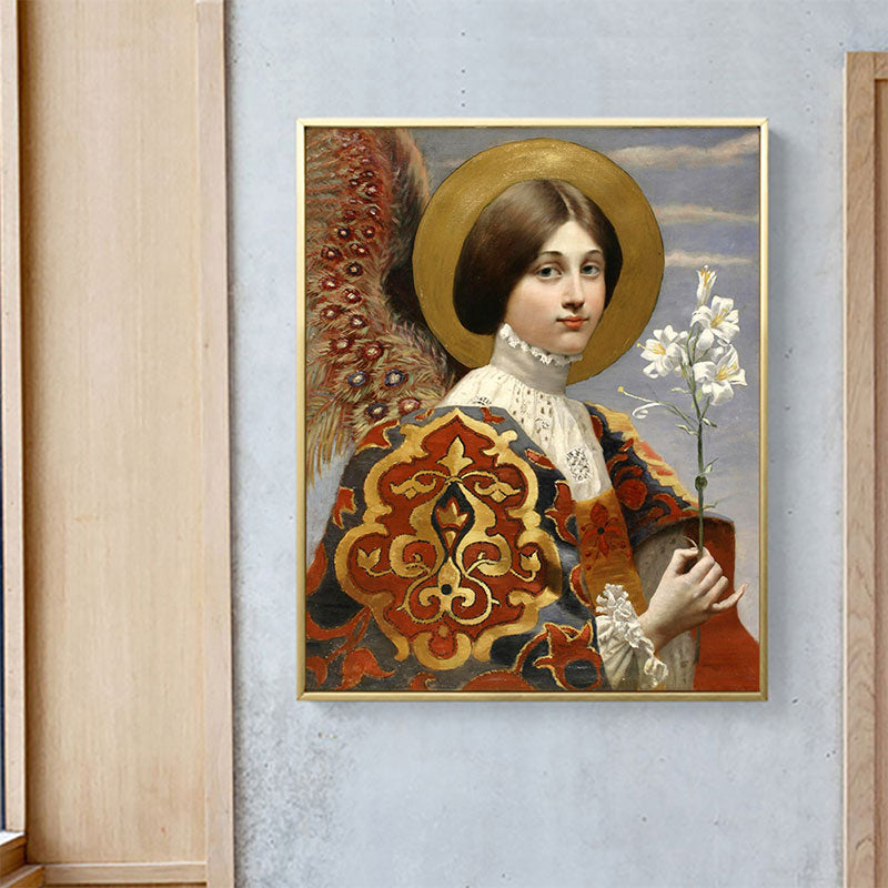 Canvas Textured Painting Retro Style Maid and Flower Wall Art Decor, Multiple Sizes Clearhalo 'Arts' 'Canvas Art' 1659141