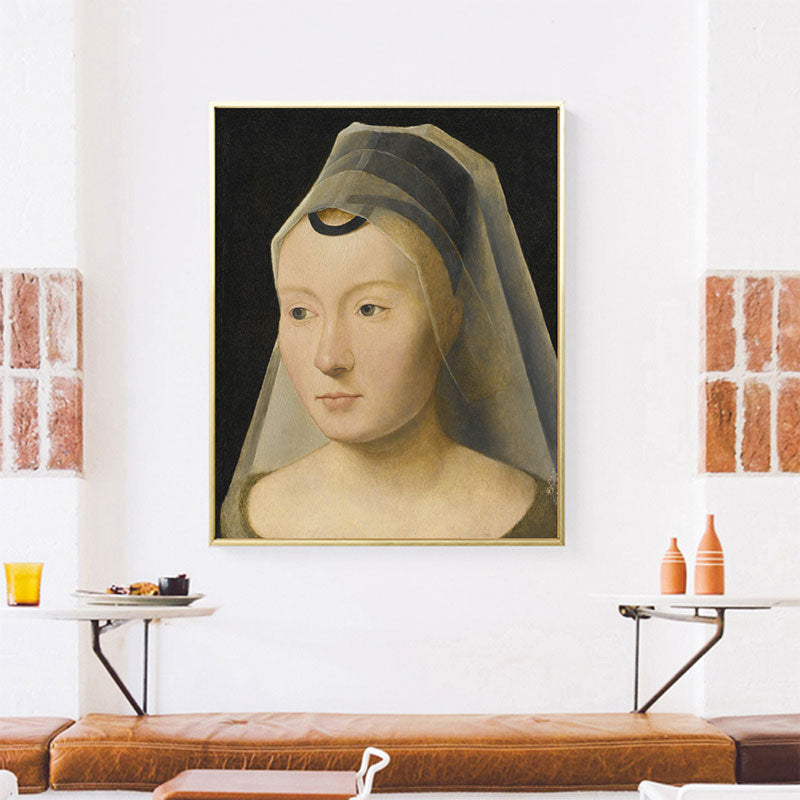 Canvas Brown Art Antique Style Headscarf Maiden Wall Print, Multiple Sizes Options Clearhalo 'Arts' 'Canvas Art' 1659148