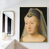 Canvas Brown Art Antique Style Headscarf Maiden Wall Imprimé, plusieurs tailles Options