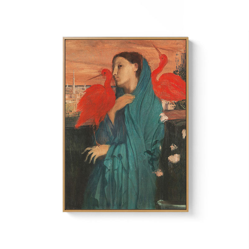 Oil Painting Maiden kunst retro canvas gestructureerde wandafdruk in zachte kleur, meerdere maten