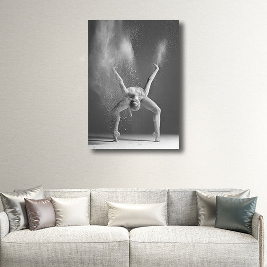 Contemporary Wall Art Decor Grey Dancing Girl Wrapped Canvas for Bedroom, Multiple Size Available Grey Clearhalo 'Art Gallery' 'Canvas Art' 'Contemporary Art Gallery' 'Modern' Arts' 1659172