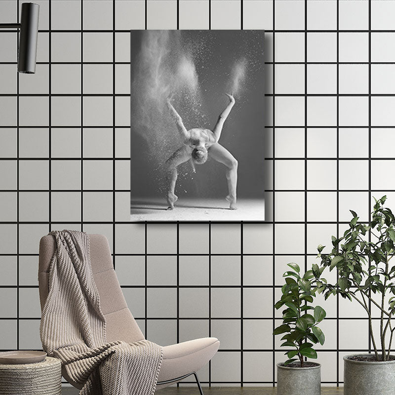 Contemporary Wall Art Decor Grey Dancing Girl Wrapped Canvas for Bedroom, Multiple Size Available Clearhalo 'Art Gallery' 'Canvas Art' 'Contemporary Art Gallery' 'Modern' Arts' 1659173