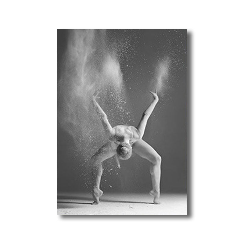 Contemporary Wall Art Decor Grey Dancing Girl Wrapped Canvas for Bedroom, Multiple Size Available Clearhalo 'Art Gallery' 'Canvas Art' 'Contemporary Art Gallery' 'Modern' Arts' 1659175