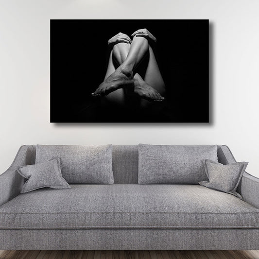 Black Legs and Hands Art Print Home Decor Contemporary for Bedroom Wrapped Canvas Black Clearhalo 'Art Gallery' 'Canvas Art' 'Contemporary Art Gallery' 'Modern' Arts' 1659198