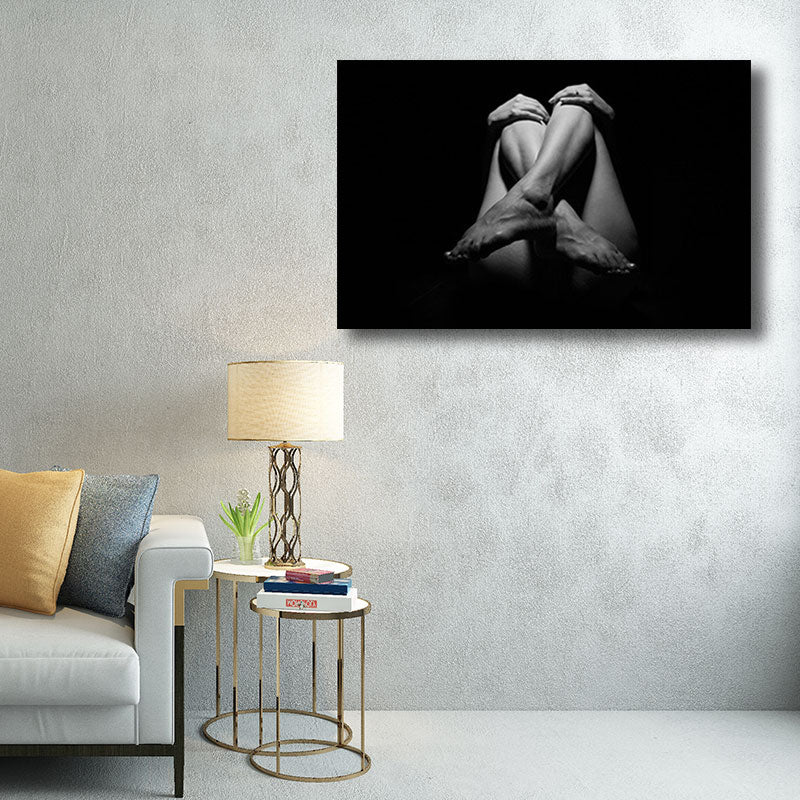 Black Legs and Hands Art Print Home Decor Contemporary for Bedroom Wrapped Canvas Clearhalo 'Art Gallery' 'Canvas Art' 'Contemporary Art Gallery' 'Modern' Arts' 1659199