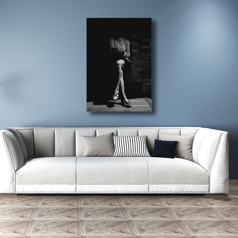 Photographs Modernist Canvas Wall Art Sitting Woman in Black, Multiple Size Options Clearhalo 'Art Gallery' 'Canvas Art' 'Contemporary Art Gallery' 'Modern' Arts' 1659206