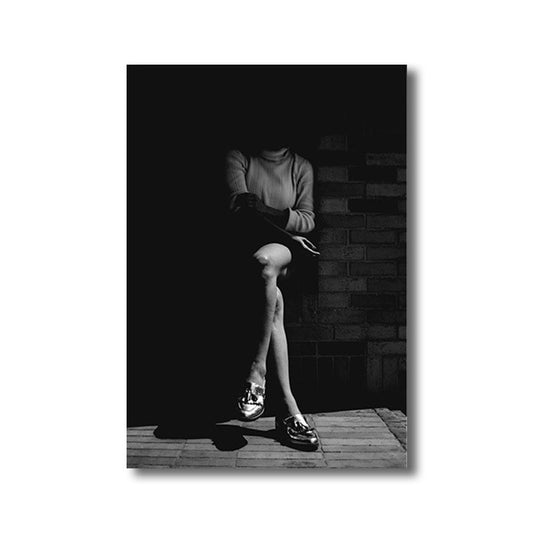 Photographs Modernist Canvas Wall Art Sitting Woman in Black, Multiple Size Options Clearhalo 'Art Gallery' 'Canvas Art' 'Contemporary Art Gallery' 'Modern' Arts' 1659208