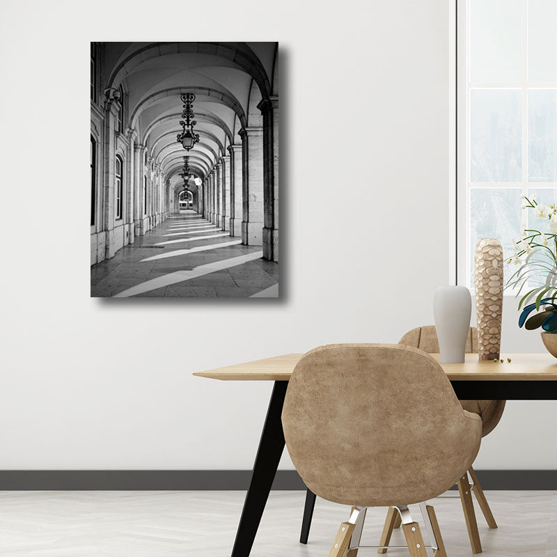 Simplicity Building Wall Decor Grey Wrapped Canvas for Study Room, Multiple Size Options Clearhalo 'Art Gallery' 'Canvas Art' 'Contemporary Art Gallery' 'Modern' Arts' 1659258